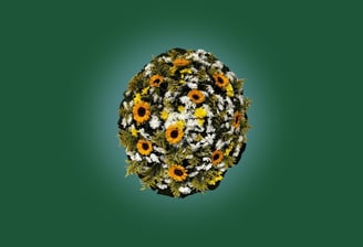 Imagem de coroa de flores de girassóis do grupo maya do serviço funerário de são paulo