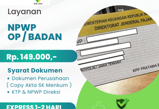 Jasa Pembuatan Pengurusan NPWP Pribadi CV PT Yayasan Firma Murah Terdekat Biaya 149 Ribu di