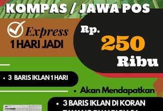 Iklanin Pro by Bob Jasa Pasang Iklan Baris Koran Kompas Jawa Pos Murah di Kota Kabupaten 250 Ribu