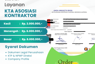 Jasa Pendaftaran Pengurusan KTA Asosiasi Kontraktor Murah Terdekat di Kota Kabupaten Biaya 3 JUTA