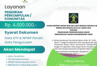 Jasa Pendirian Pengurusan Perkumpulan Paguyuban Komunitas Murah Terdekat Kota Kabupaten Biaya 4 JUTA