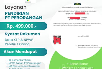 Jasa Pendirian Pengurusan PT Perorangan Pribadi Murah Terdekat di Kota Kabupaten Biaya 499 RIBU