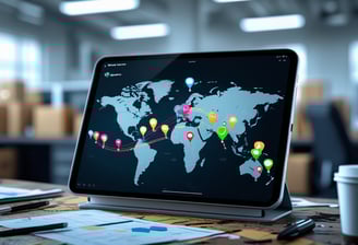 a laptop computer screen displaying a map of the world