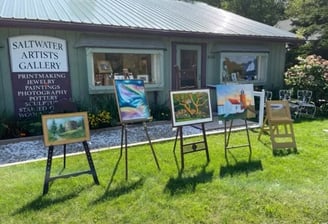 Saltwater Artists Gallery Paintings in the yard