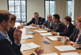 A professional consultation setting with a medical professional sitting at a desk facing a client. The room has a modern aesthetic with white walls decorated with framed certificates. The desk is organized with office supplies, a laptop, and a fruit bowl in the center.