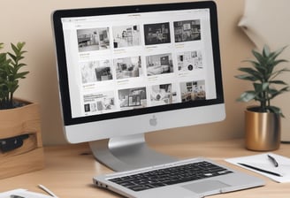 A hand holds a smartphone displaying the Shopify website, focusing on a page about payment processing. Text about Simple Payments and Shopify Payments is visible along with some graphical elements like a chair and a desk lamp.