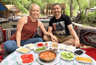 couple in turkey eating turkish breakfast
