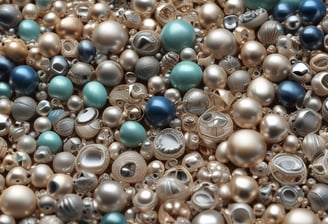 An assortment of colorful beaded jewelry, including bracelets and necklaces, laid out in a densely packed display. The beads vary in shape, size, and pattern, featuring a vibrant array of colors such as blue, orange, red, and black. The intricate designs and variety suggest hand-crafted or artisanal origins.