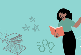 a woman in a black dress is holding a book