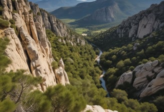 A rural landscape with a paved road running alongside a dirt path and lush greenery. Trees with dense foliage line the horizon under a bright blue sky, creating a serene and tranquil setting.