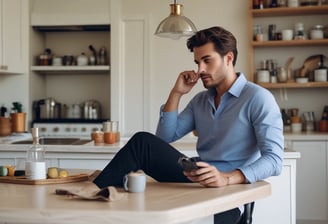 A smartphone displaying a dating app interface is placed on a wooden table next to a small cup of espresso on a saucer with a spoon.
