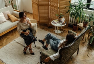 person talking to another in a relax environment