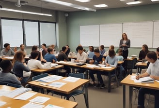 A group of people is gathered for a sensitivity training session, posing together for a photo. Many are wearing uniform-like attire in brown and yellow, and most are wearing face masks. They appear to be in a conference room with a banner behind them and portraits hanging on the wall.