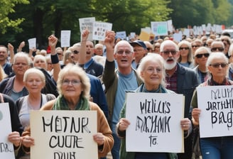 A diverse group of people are gathered for a protest or awareness event, holding various colorful signs advocating for disability rights and inclusion. Some signs have text promoting the inclusion of individuals with disabilities in sports and society, with messages like 'I want to turn my disability into ability' and 'Support Disability Rights.' The participants appear engaged and passionate about the cause.