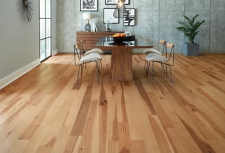 Elegant oak hardwood flooring installed in a modern living room in Goodyear, Arizona.