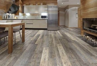 Water-resistant vinyl plank flooring in a contemporary bathroom renovation in Surprise