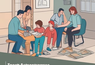 A person wearing a red apron with white text and holding a donation cup. The text mentions 'St-Vincent de Paul'. The individual also carries a coat and has a braided hairstyle.