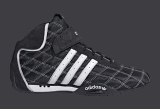 a pair of shoes with a black and white checkered pattern, Adidas Adi Racer Hi.