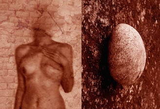 imagens de esculturas clássicas de mulheres produzidas a partir do reflexo em fragmentos de espelho