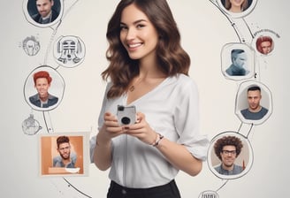 A hand holding a smartphone displaying a webpage titled 'Creating a Brand' with navigation options like Home, Discovery, Members, and Topics. The background is out of focus, providing a neutral setting.