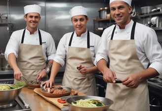 A luxurious buffet setup featuring tropical fruits such as dragon fruit and pineapple arranged in large decorative bowls. Breakfast items, including various cereals and milk cartons, are neatly displayed around a glass ice platter. The background reveals a modern dining area with geometric light fixtures, tables filled with more food items, and staff attending the setup.
