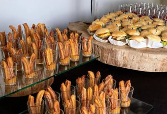 a table with a variety of food items