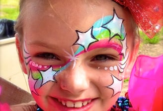 A Neon Rainbow Star Face Painting Design