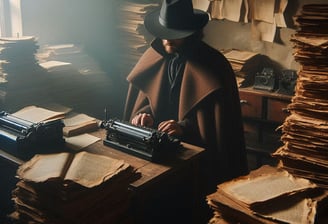 kaleidos writing a cryptogram on his library