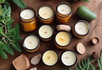 a lit candle sitting on top of a wooden table