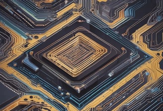 A 3D rendering of a microchip with the letters 'AI' prominently displayed on its surface, set on a dark, circular platform.