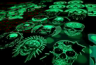 a table with a green glow on it