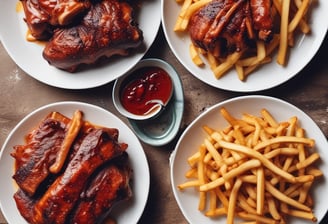 A metal bowl filled with crispy, golden-brown chicken wings arranged on a bed of brown paper with a decorative pattern. A small cup of creamy white sauce accompanies the wings, placed to the side. The setup is on a wooden table, enhancing the rustic and appetizing presentation.