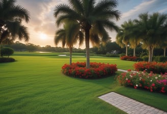 a green lawn with a few different types of lawn grass