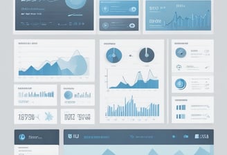 A digital dashboard displays metrics related to web performance. Graphs show detailed statistics such as total clicks, total impressions, average click-through rate (CTR), and average position over time. The chart utilizes various colors to distinguish different data sets, and the interface features tabs labeled 'QUERIES', 'PAGES', 'COUNTRIES', 'DEVICES', and 'SEARCH APPEARANCE'.