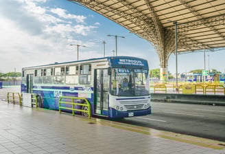 Bus terminal with AI-powered gate access and passenger flow monitoring