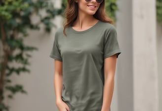 A plain white t-shirt is displayed on a wooden hanger against a light background. The t-shirt is short-sleeved and appears to be made of a lightweight material.