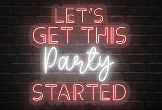 a neon sign that says let's get this party started