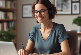 person writing on brown wooden table near white ceramic mug