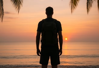 Blogger Rick Silvia looks out at a Sunset in the Thai sky