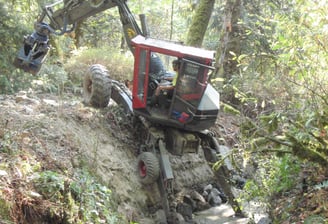 Instream erosion protection placement on creek restoration in Victoria BC