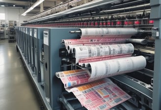 A series of printed pages with design layouts are pinned to a whiteboard in a brightly lit room. The pages appear to be drafts or wireframes of web or app designs, featuring various text and graphical elements. Sunlight filters through nearby windows, creating a mix of natural and artificial lighting.