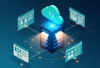 Servidor de hosting moderno y fiable; imagen generada por Gemini