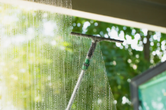 a window being cleaned