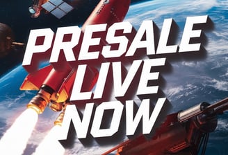 a space shuttle is flying through the air with a space shuttle in the background