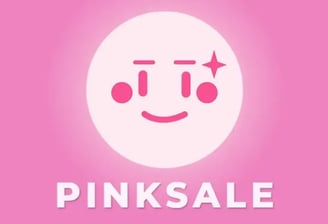 a pink and white smiley face with the words pink sale
