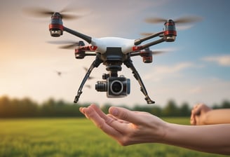 person holding quadcopter drone