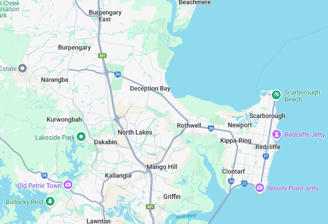 map of area serviced Moreton bay