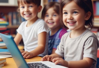 Colorful, decorative letters spelling 'Learning' are arranged across a bright yellow background. Each letter has a different pattern, including stripes, polka dots, flowers, and stars.