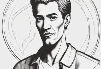 a black and white logo with the word,'sketch of a man in a