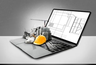 um notebook com um projeto de construção nele